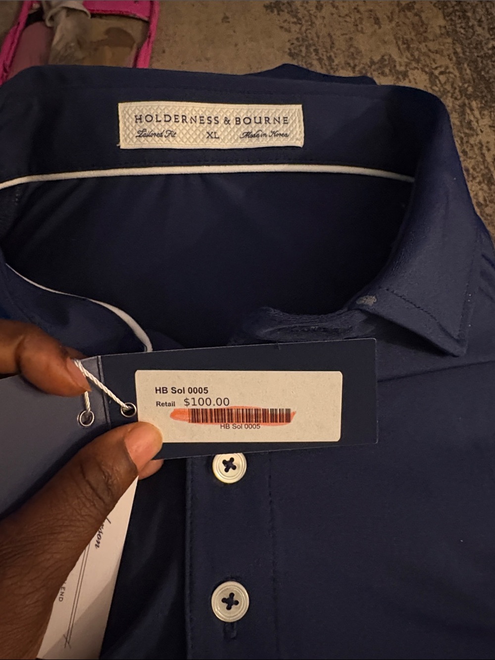 Men's Polo Shirt in Deep Blue with Subtle Embroidered Emblem - Picture 3 of 3
